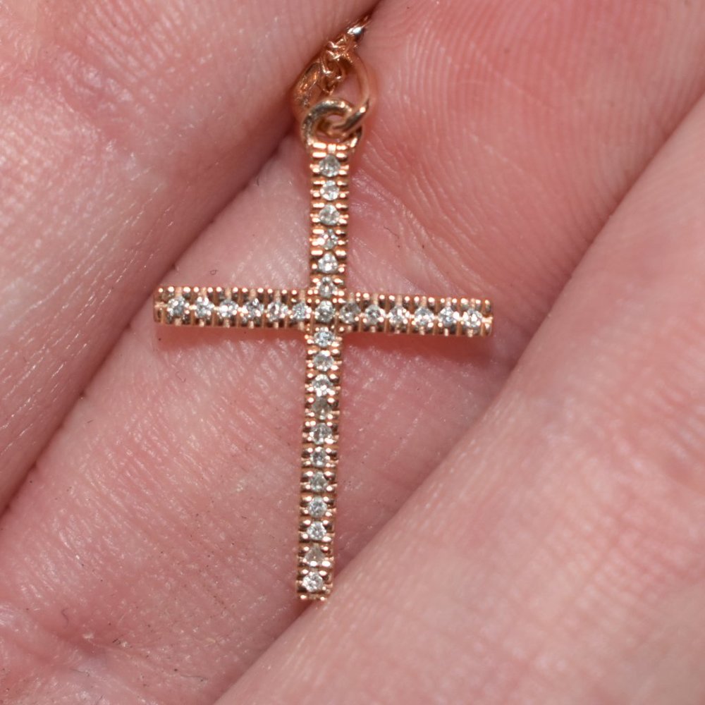 Diamond Accent Cross Pendant in 10K Rose Gold